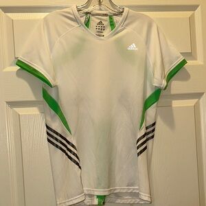 Adidas White and Green Clima 365 Athletic Shirt